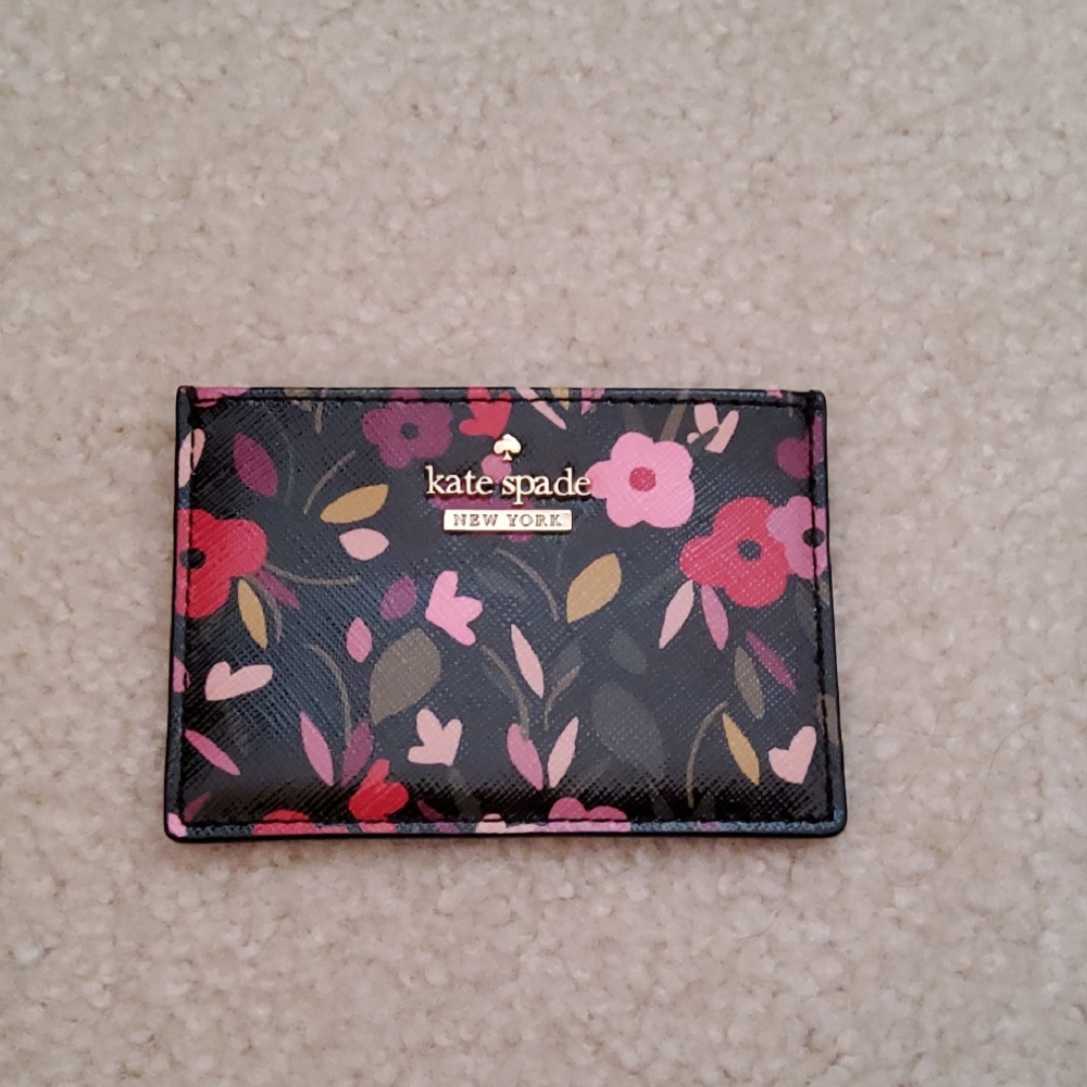Kate Spade Floral Key & Card Holder - Black and Pink